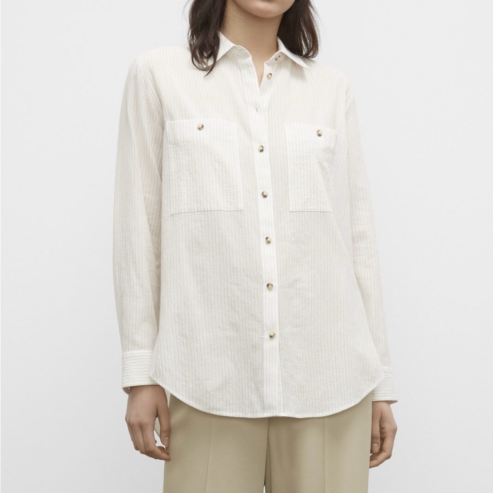 Club Monaco shirt Women button Down lightweight Pockets Cotton Size SP